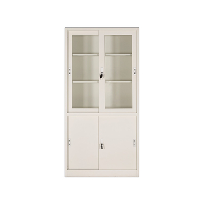 Metal Glass Door Filing Cabinet Steel Book Display Shelf For Living Room