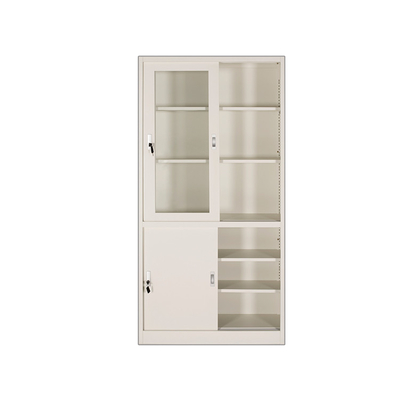 Metal Glass Door Filing Cabinet Steel Book Display Shelf For Living Room
