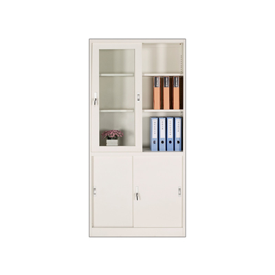 Metal Glass Door Filing Cabinet Steel Book Display Shelf For Living Room